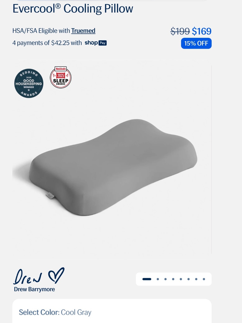 Rest Evercool Cooling Pillow in Cool Gray